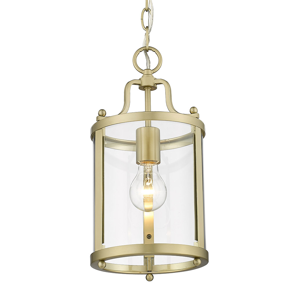 Golden Lighting 1157-M1L BCB-CLR Payton BCB Mini Pendant in Brushed Champagne Bronze with Clear Glass Shade